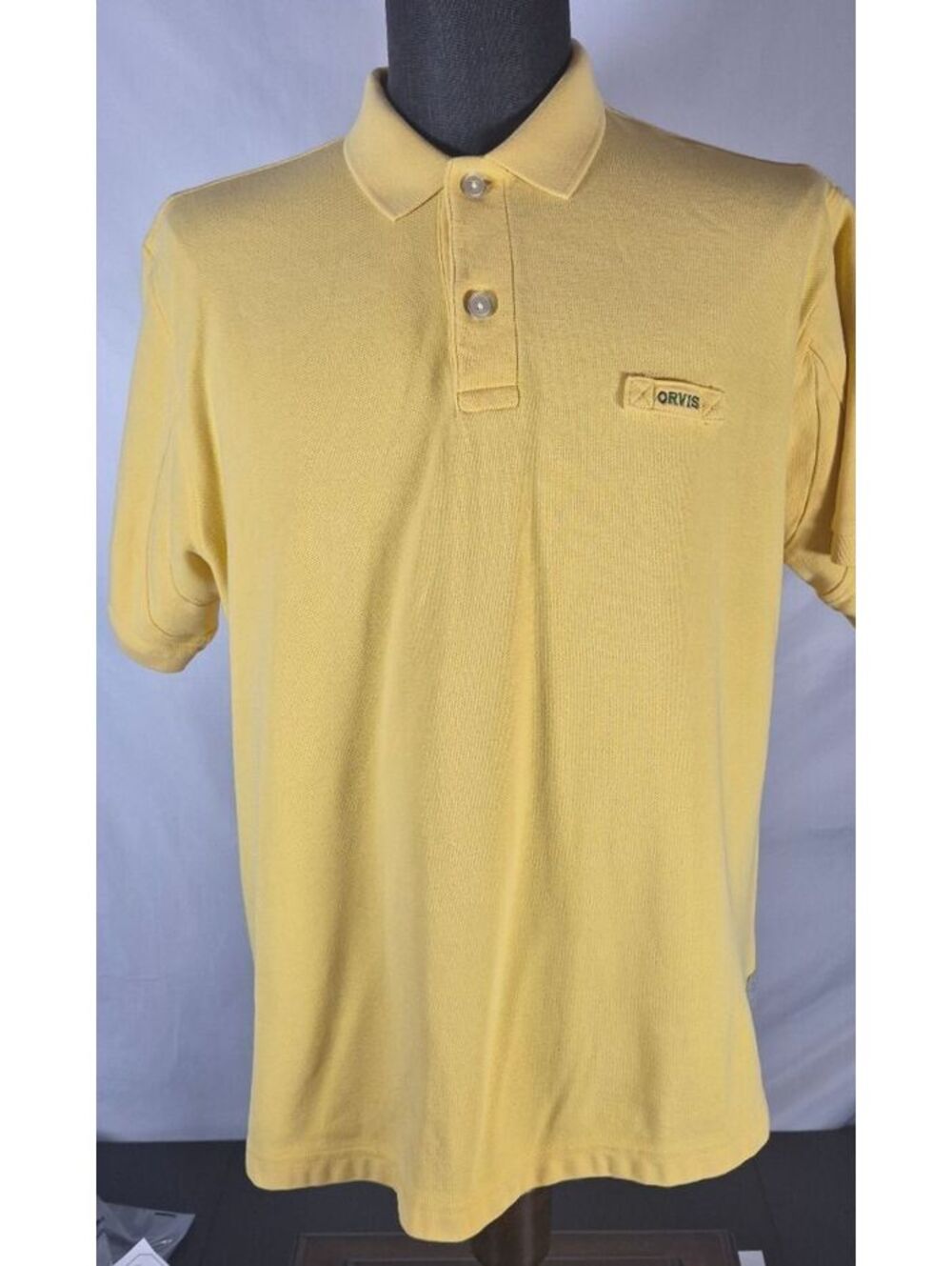 Orvis Large Yellow Cotton Fly Fishing Polo Shirt